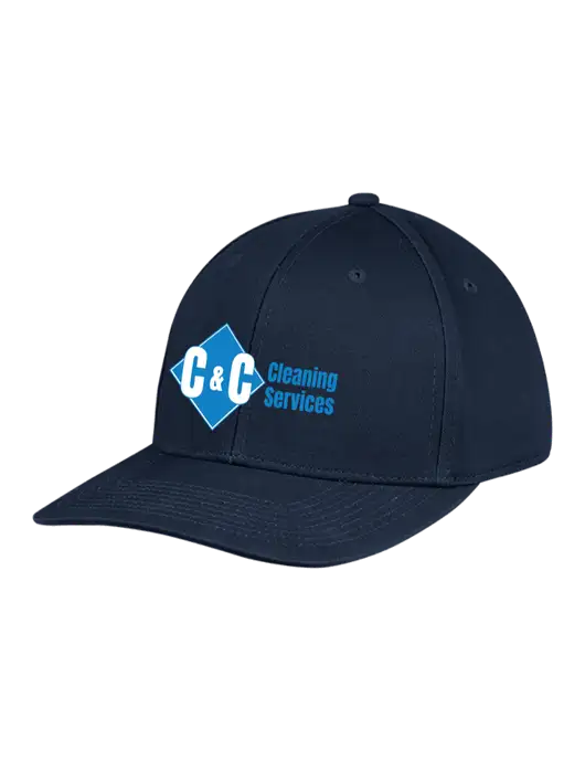 Premium Modern Structured Twill Navy Snapback Cap w/C & C Cleaning Services Logo