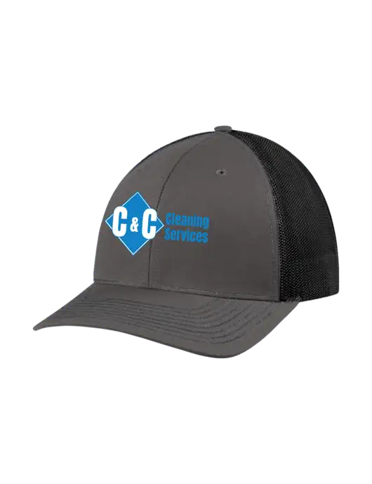 Richardson Adjustable Snapback Original 112 Trucker Cap Dark Grey w/Black Mesh w/C & C Cleaning Services Logo