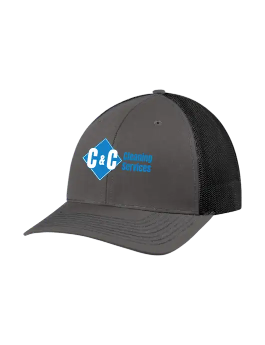 Richardson Adjustable Snapback Original 112 Trucker Cap Dark Grey w/Black Mesh w/C & C Cleaning Services Logo
