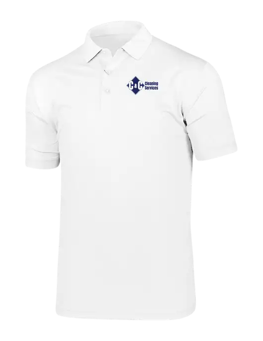 Callaway Vibrant Bright White Ventilated Polo w/C & C Cleaning Services Logo