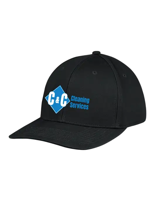 Premium Modern Structured Twill Black Snapback Cap w/C & C Cleaning Services Logo
