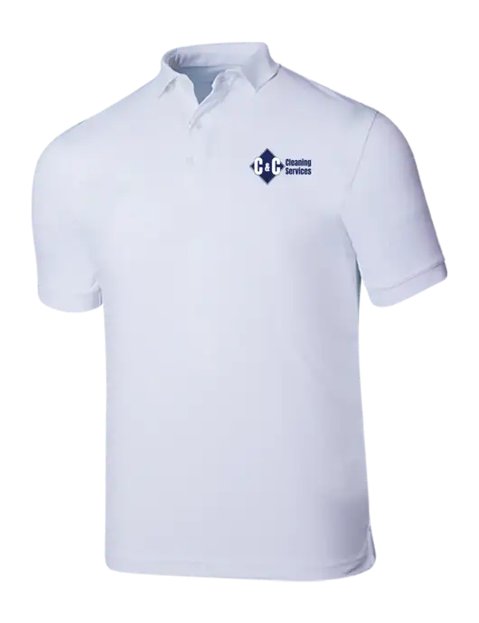 Callaway Ottoman Bright White Polo w/C & C Cleaning Services Logo