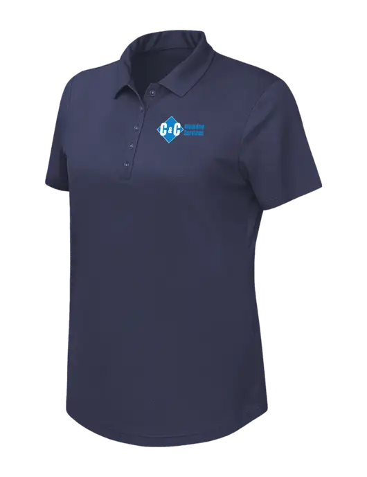 Callaway Womens Birdseye Navy Polo w/C & C Cleaning Services Logo
