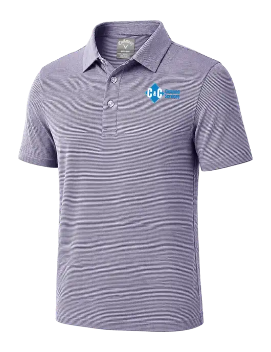 Callaway Navy Fine Line Stripe Polo w/C & C Cleaning Services Logo