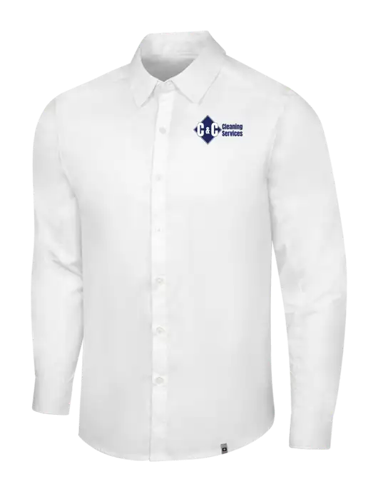OGIO White Commuter Woven Shirt w/C & C Cleaning Services Logo