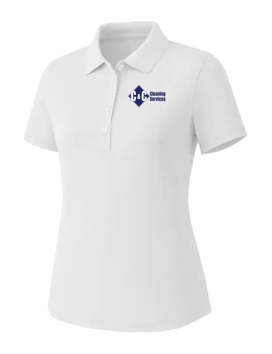 Callaway Womens Core Bright White Performance Polo w/C & C Cleaning Services Logo