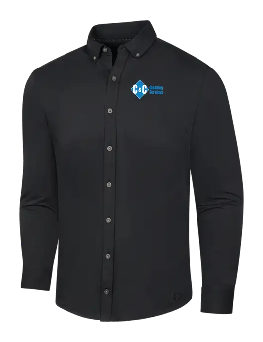 OGIO Blacktop Modern Code Stretch Button-Up Shirt w/C & C Cleaning Services Logo