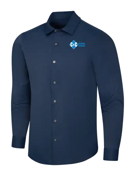 Navy City Stretch Shirt w/C & C Cleaning Services Logo
