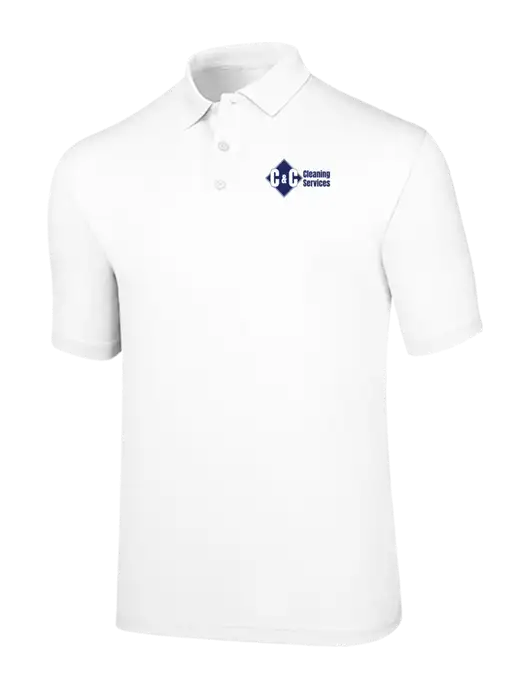 Callaway Opti-Dri White Chev Polo w/C & C Cleaning Services Logo