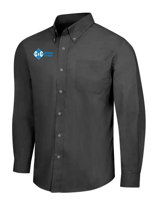 Soft Black Crosshatch Easy Care Shirt w/C & C Cleaning Services Logo