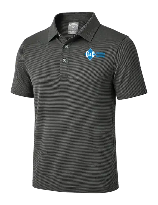 Callaway Black Fine Line Stripe Polo w/C & C Cleaning Services Logo