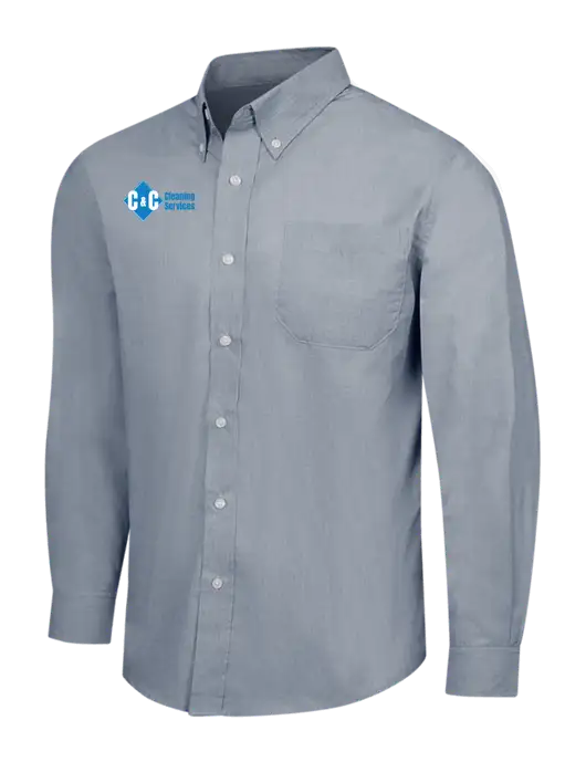 Navy Frost Crosshatch Easy Care Shirt w/C & C Cleaning Services Logo