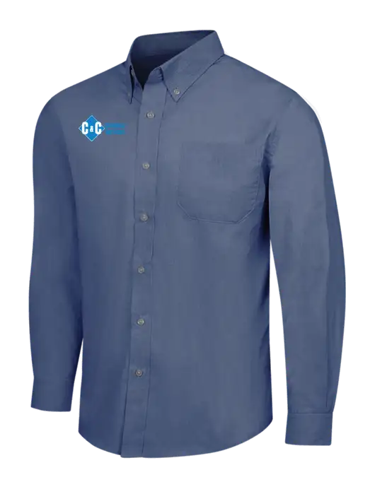 Light Navy Crosshatch Easy Care Shirt w/C & C Cleaning Services Logo