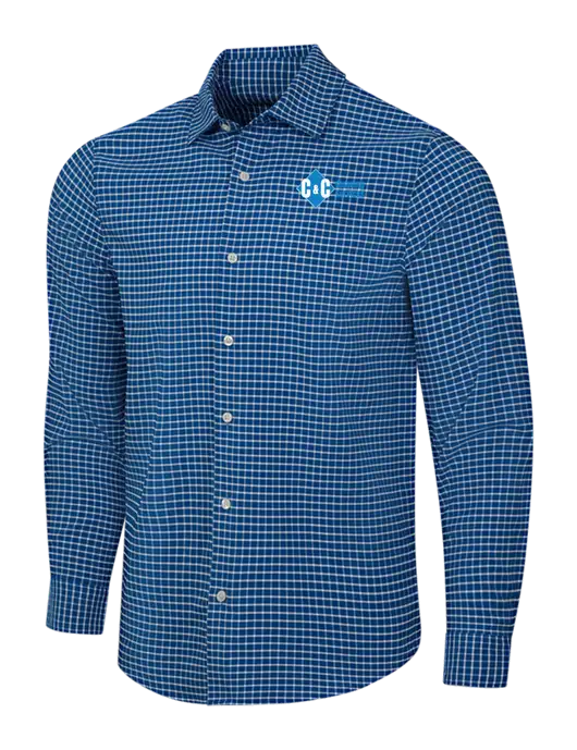 Navy/White City Stretch Shirt w/C & C Cleaning Services Logo