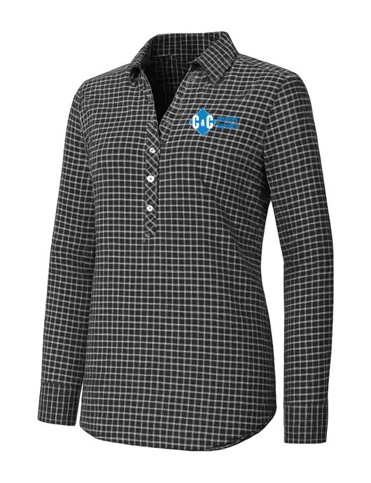 Womens Dark Grey/White City Stretch Shirt w/C & C Cleaning Services Logo