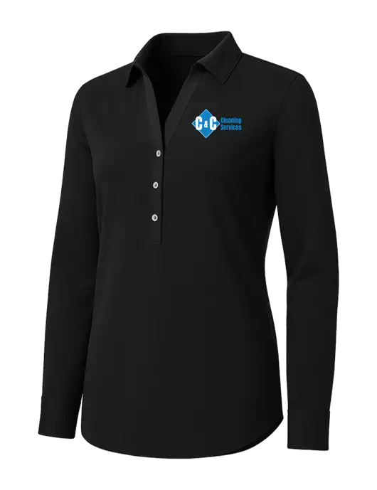 Womens Black City Stretch Shirt w/C & C Cleaning Services Logo