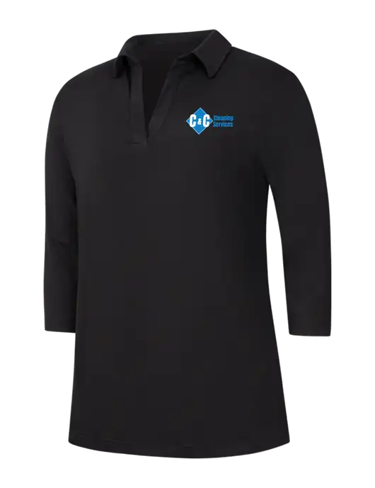 Womens Black Luxe Knit Tunic w/C & C Cleaning Services Logo