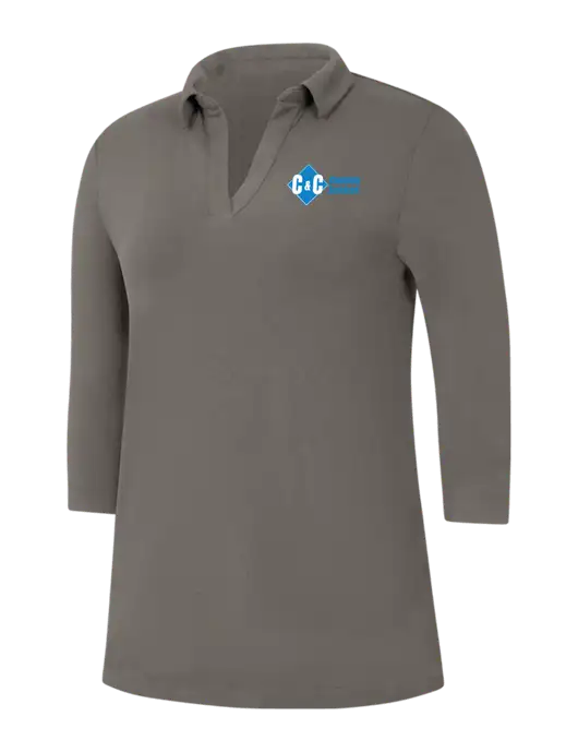 Womens Dark Grey Luxe Knit Tunic w/C & C Cleaning Services Logo