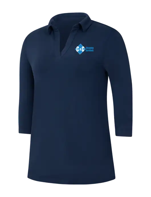Navy Womens Luxe Knit Tunic w/C & C Cleaning Services Logo