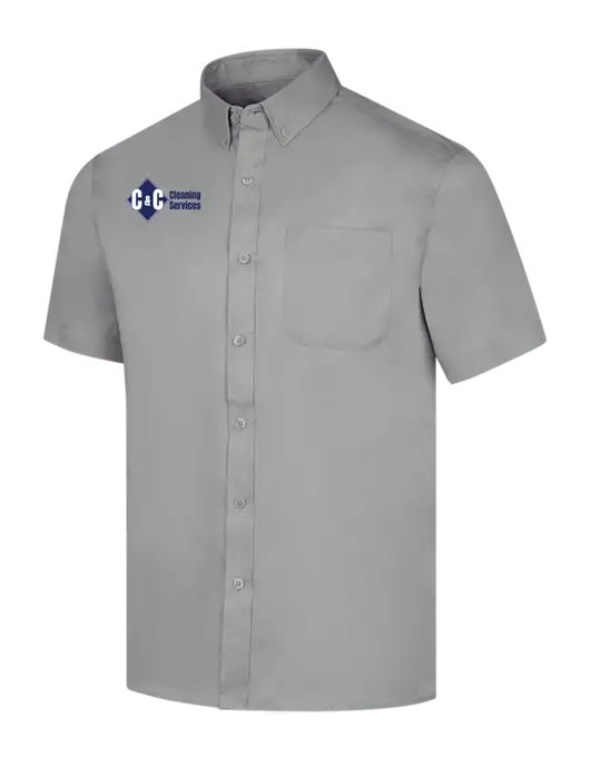 Short Sleeve Light Grey Superpro React Twill Shirt w/C & C Cleaning Services Logo