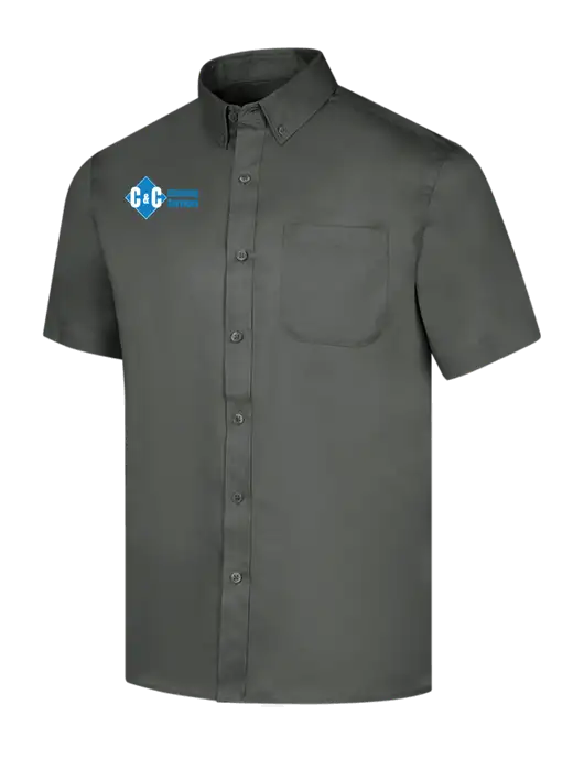 Short Sleeve Dark Grey Superpro React Twill Shirt w/C & C Cleaning Services Logo