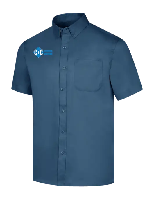 Short Sleeve Light Navy Superpro React Twill Shirt w/C & C Cleaning Services Logo