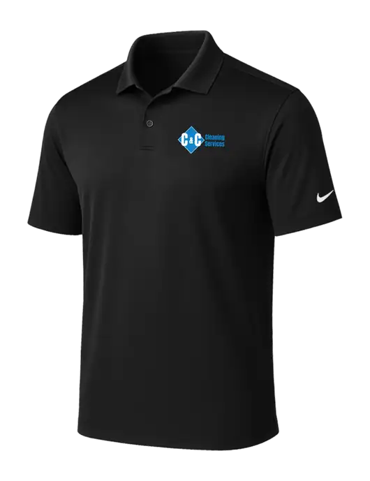 NIKE Black Victory Solid Polo w/C & C Cleaning Services Logo