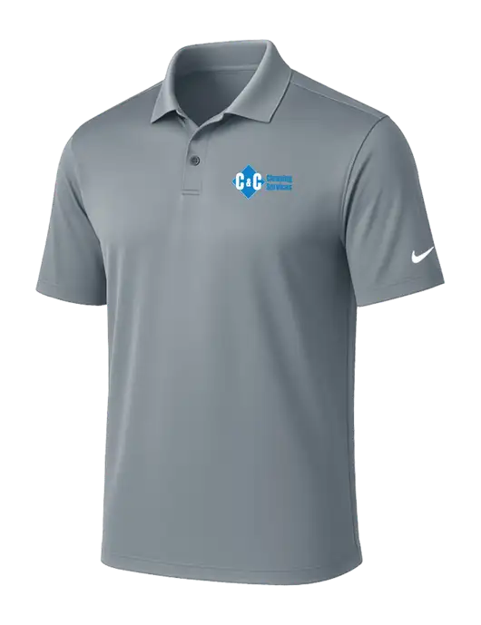 NIKE Medium Grey Victory Solid Polo w/C & C Cleaning Services Logo