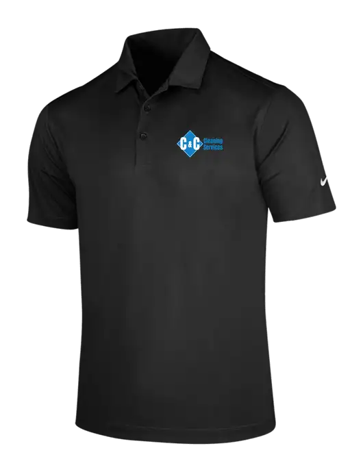 NIKE Black Dri-Fit Vertical Mesh Polo w/C & C Cleaning Services Logo