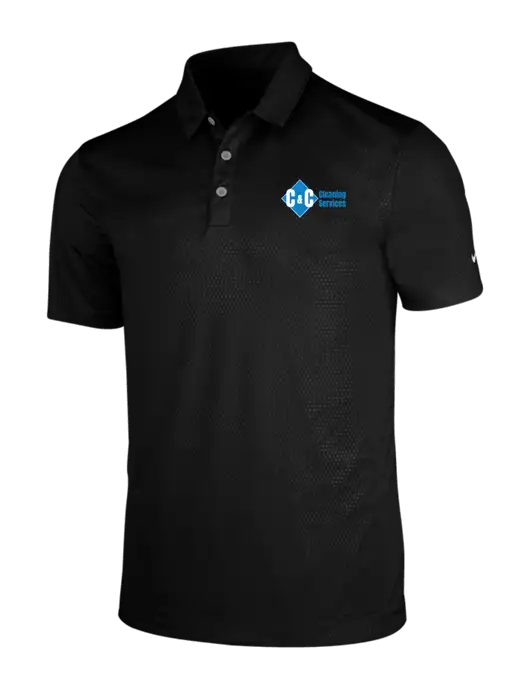 NIKE Black Dri-Fit Embossed Tri-Blade Polo w/C & C Cleaning Services Logo