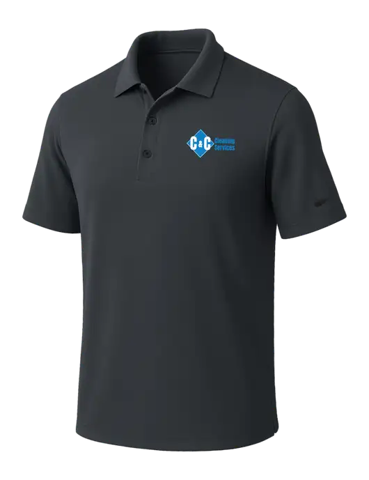 NIKE Dark Grey Dri-Fit Micro Pique Polo w/C & C Cleaning Services Logo