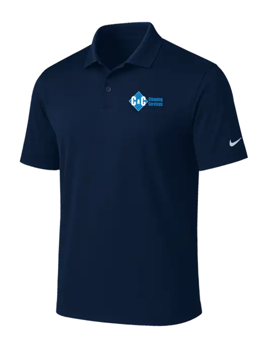 NIKE Navy Victory Solid Polo w/C & C Cleaning Services Logo