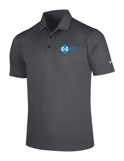 NIKE Dark Grey Dri-Fit Vertical Mesh Polo w/C & C Cleaning Services Logo