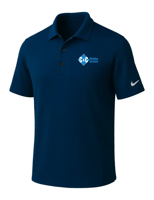 NIKE Navy Dri-Fit Micro Pique Polo w/C & C Cleaning Services Logo