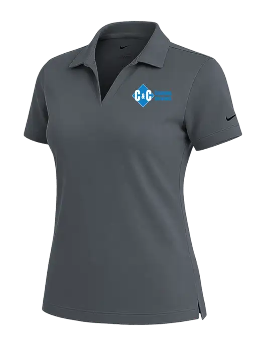 NIKE Dark Grey Womens Dri-Fit Micro Pique Polo w/C & C Cleaning Services Logo