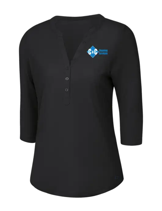 OGIO Blacktop Jewel Henley w/C & C Cleaning Services Logo