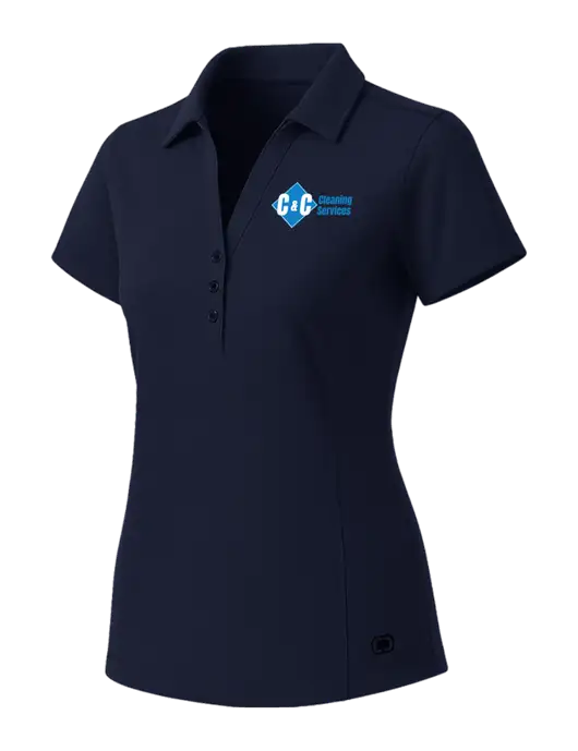 OGIO Womens Navy ONYX Polo w/C & C Cleaning Services Logo