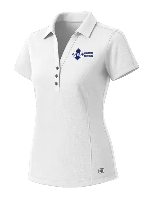 OGIO Womens White ONYX Polo w/C & C Cleaning Services Logo