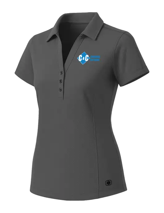 OGIO Womens Medium Grey ONYX Polo w/C & C Cleaning Services Logo