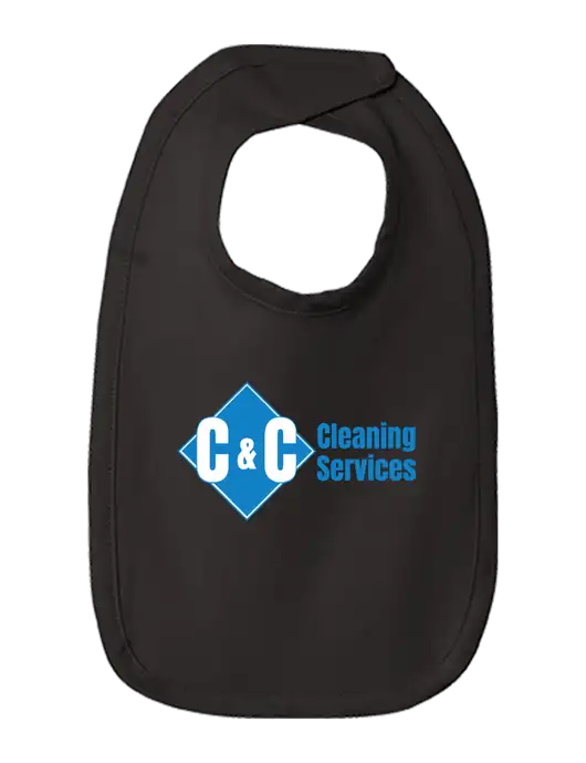 Rabbit Skins Black Infant Premium Jersey Bib w/C & C Cleaning Services Logo