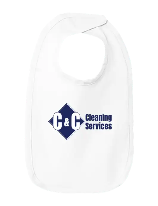 Rabbit Skins White Infant Premium Jersey Bib w/C & C Cleaning Services Logo