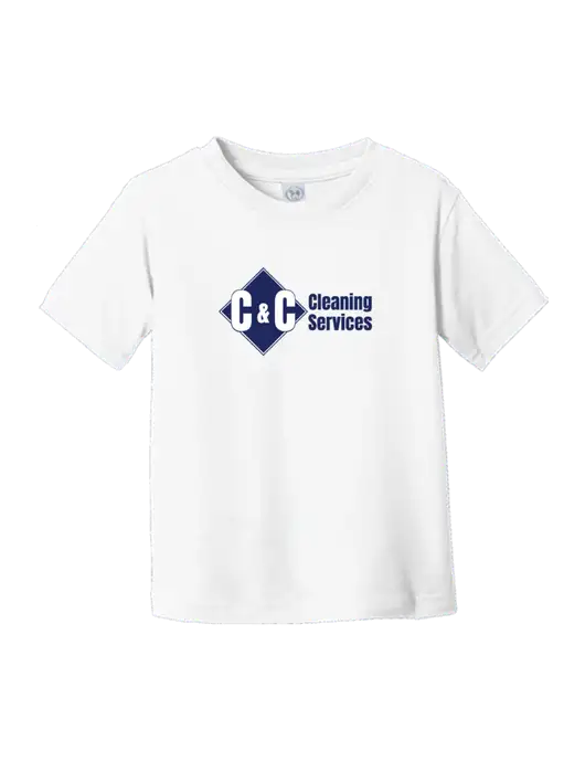 Rabbit Skins White Toddler Fine Jersey Tee w/C & C Cleaning Services Logo