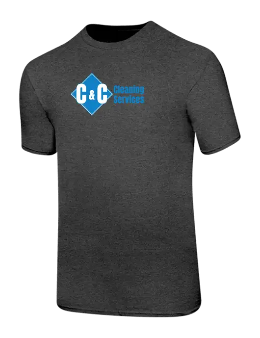 Ring Spun Dark Heather Grey 4.5 oz T-Shirt w/C & C Cleaning Services Logo