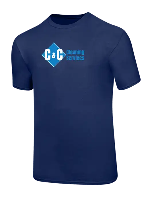 Ring Spun Navy 4.5 oz T-Shirt w/C & C Cleaning Services Logo