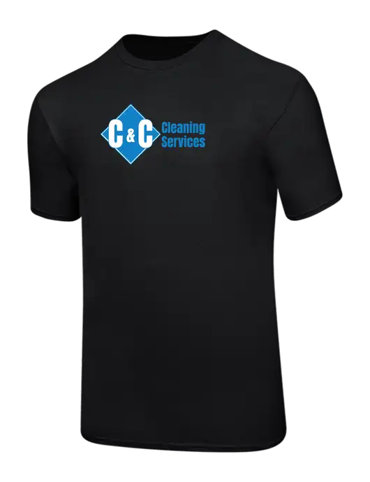 Ring Spun Jet Black 4.5 oz T-Shirt w/C & C Cleaning Services Logo