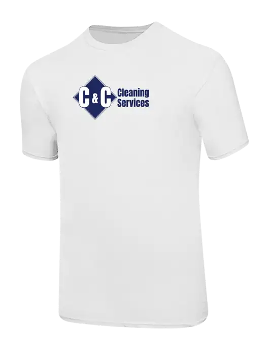 Ring Spun White 4.5 oz T-Shirt w/C & C Cleaning Services Logo