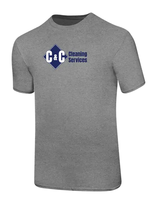 Ring Spun Light Heather Grey 4.5 oz T-Shirt w/C & C Cleaning Services Logo