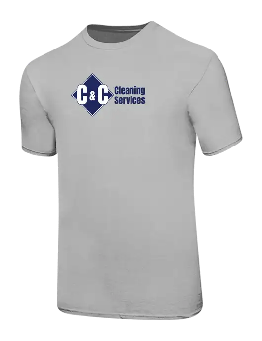 Ring Spun Silver 4.5 oz T-Shirt w/C & C Cleaning Services Logo