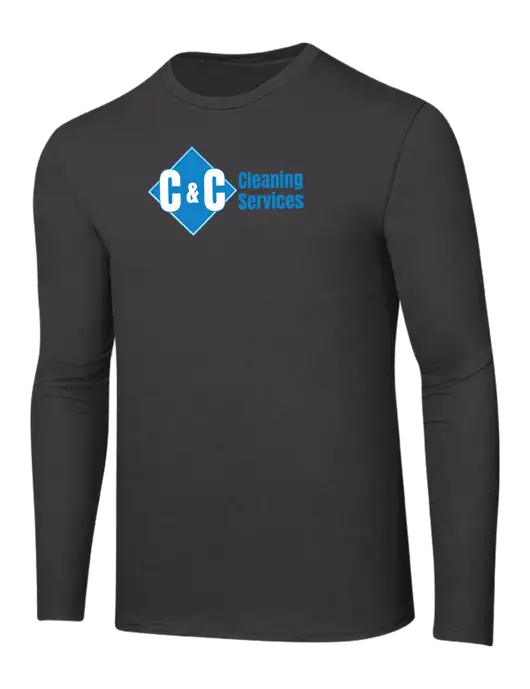 Ring Spun Charcoal 4.5 oz Long Sleeve T-Shirt w/C & C Cleaning Services Logo