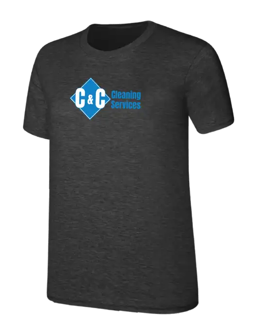 Womens Ring Spun Dark Heather Grey 4.5 oz T-Shirt w/C & C Cleaning Services Logo